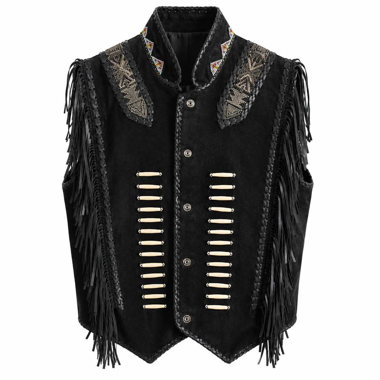 Beaded Fringe Suede Vest